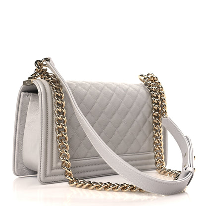 Chanel Caviar Quilted Medium Boy Flap Light Grey 3 of 10