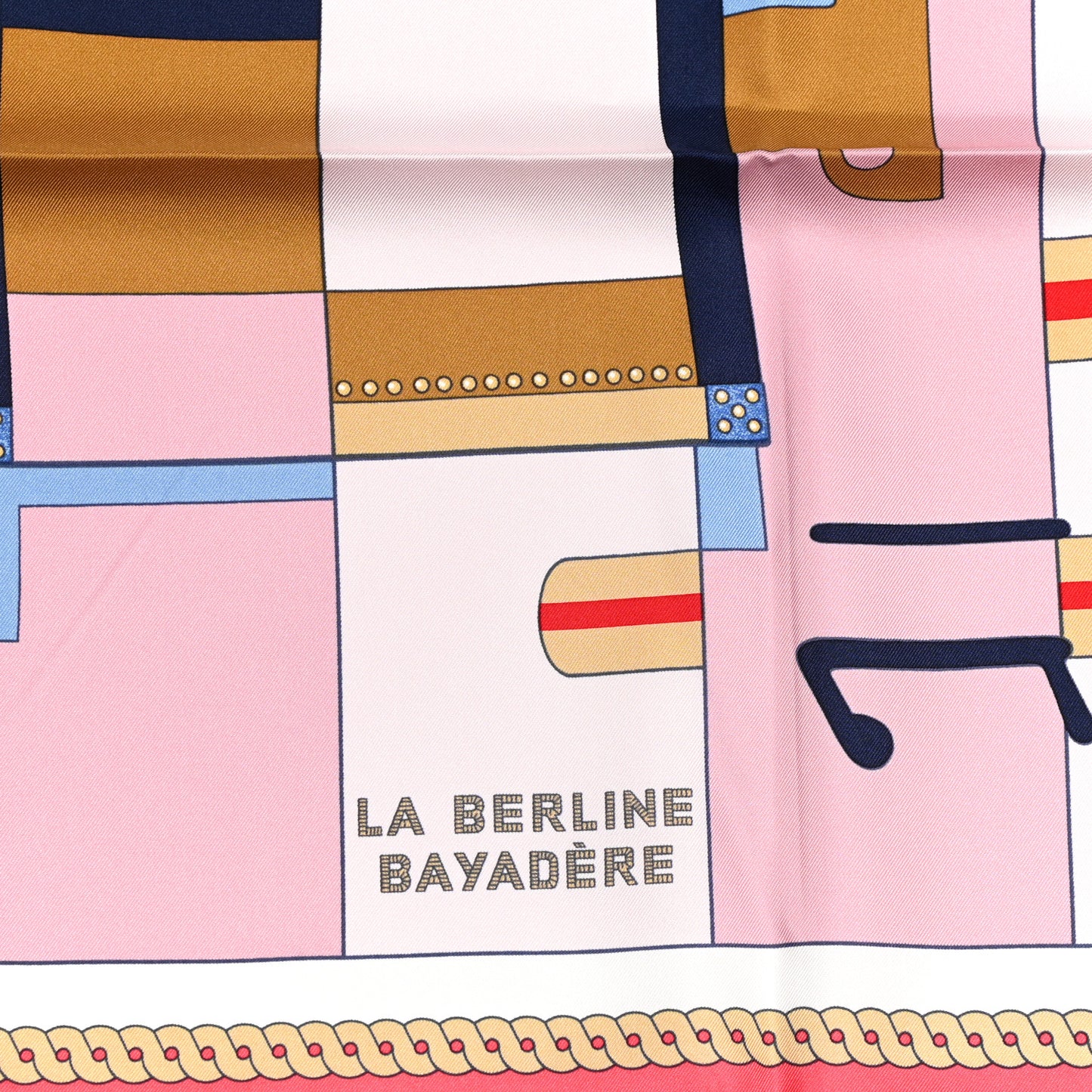 Silk La Berline Bayadere Scarf 90 Vieux Rose Rouge