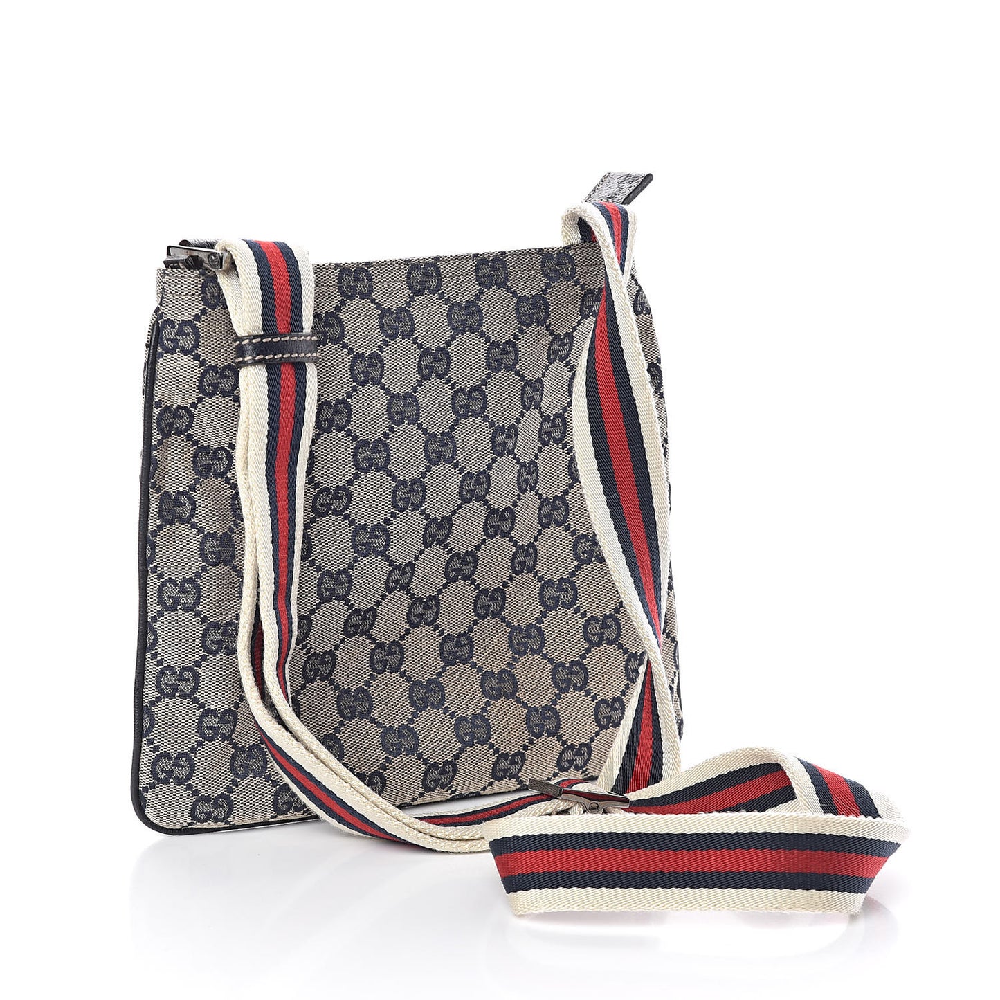 Monogram Web Small Flat Messenger Bag Navy