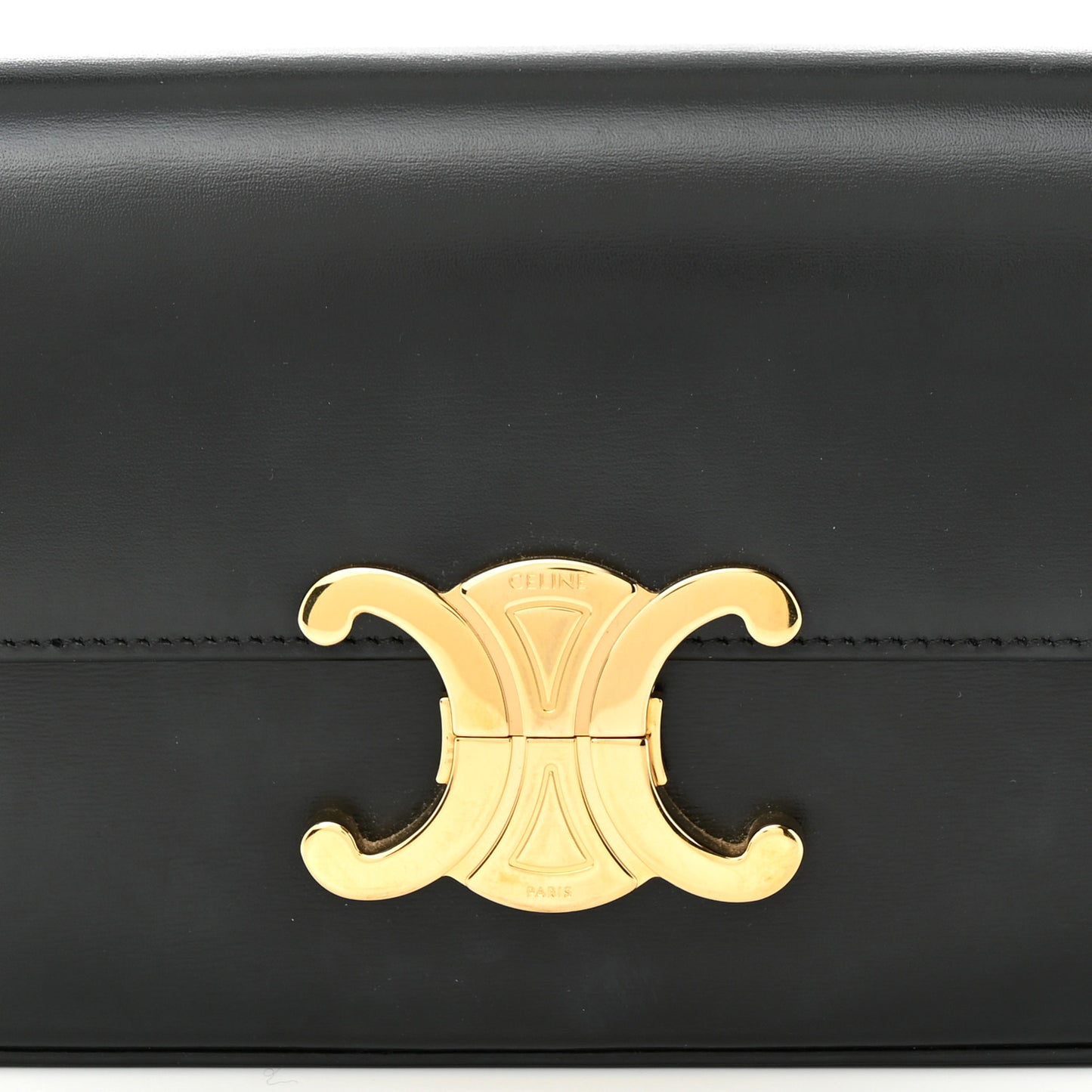 Shiny Calfskin Triomphe Shoulder Bag Black