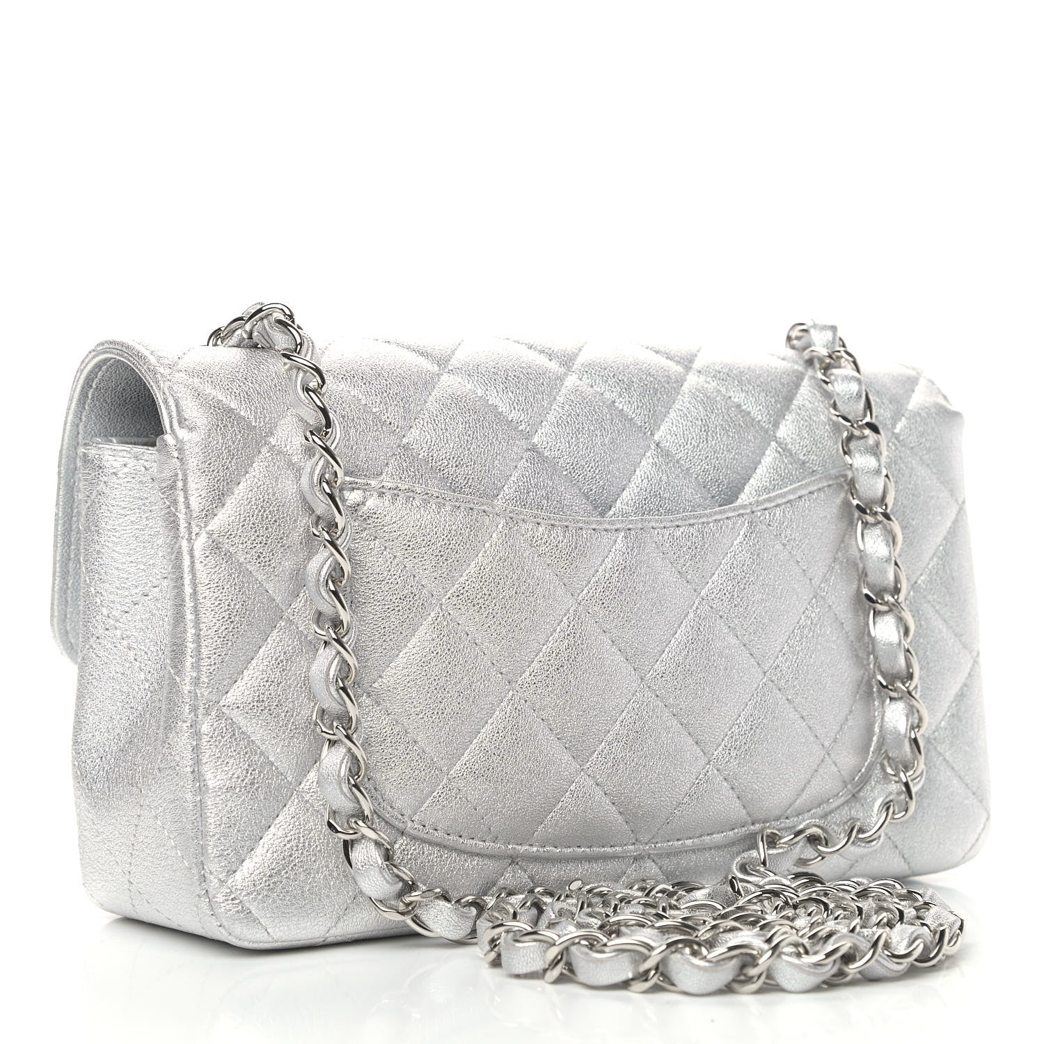Chanel Metallic Lambskin Quilted Mini Rectangular Flap Silver 2 of 4