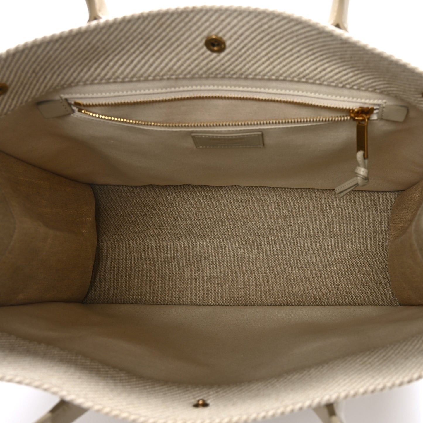 Linen Calfskin Small Rive Gauche Tote Beige Sea Salt