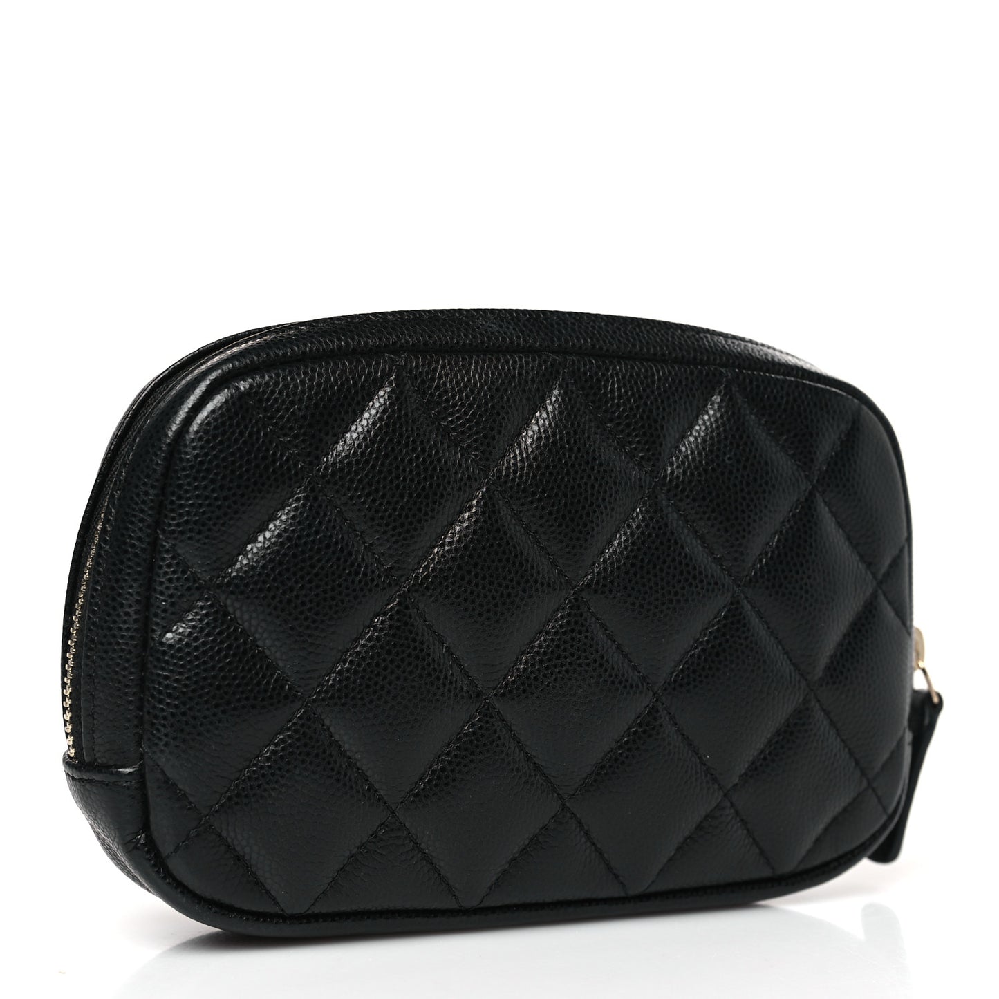 Caviar Quilted Small Curvy Pouch Cosmetic Case Black