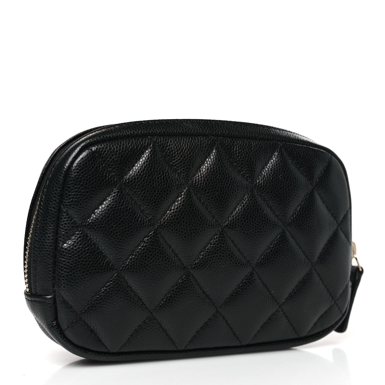Chanel Caviar Quilted Small Curvy Pouch Cosmetic Case Black 3 of 10