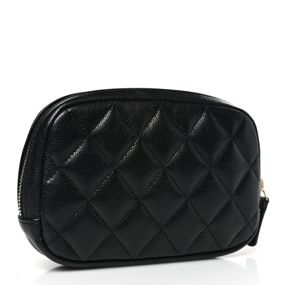Chanel Caviar Quilted Small Curvy Pouch Cosmetic Case Black 3 of 10