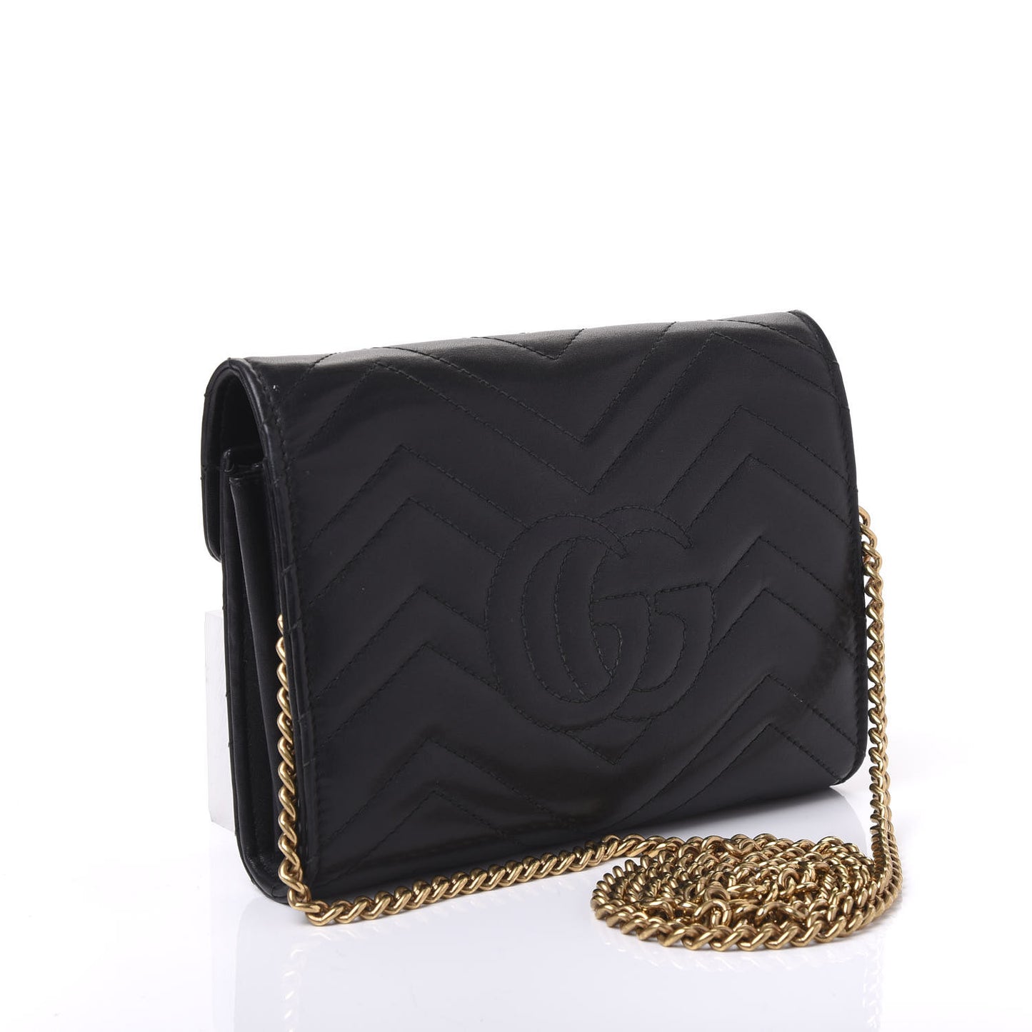 Calfskin Matelasse GG Marmont Chain Wallet Black
