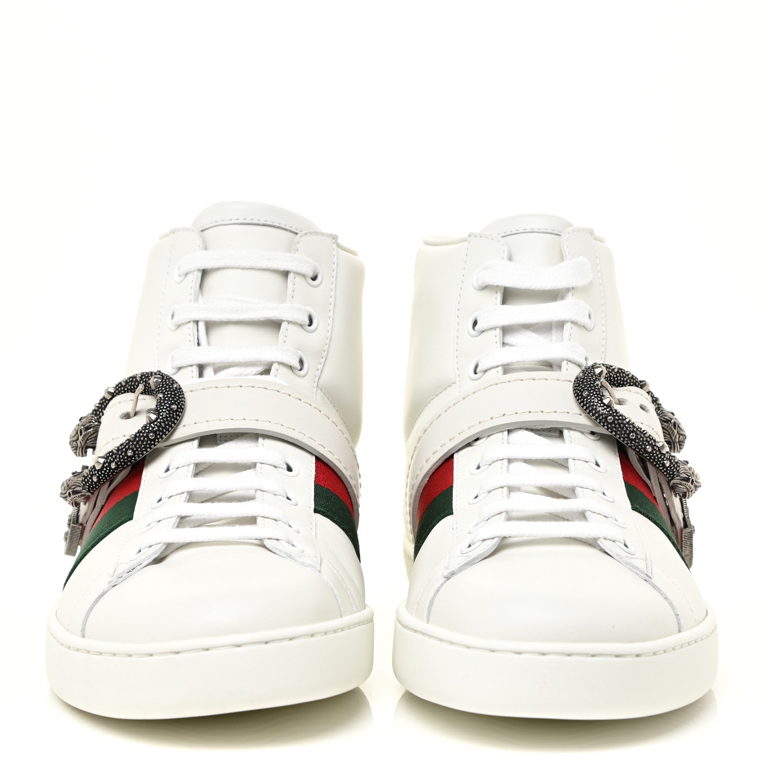 Gucci Calfskin Ayers Web Mens Dionysus High Top Sneakers 7 White 2 of 14