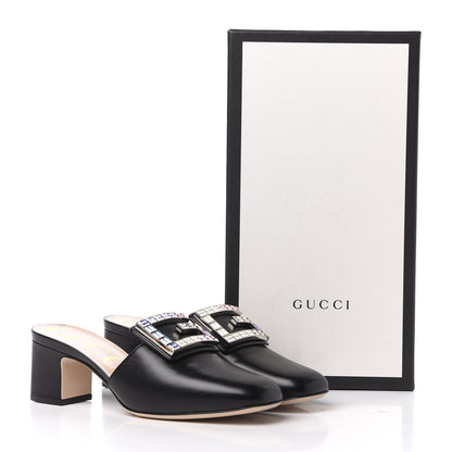 Gucci Malaga Kid Crystal Square G Madelyn Mules 36.5 Black 11 of 11