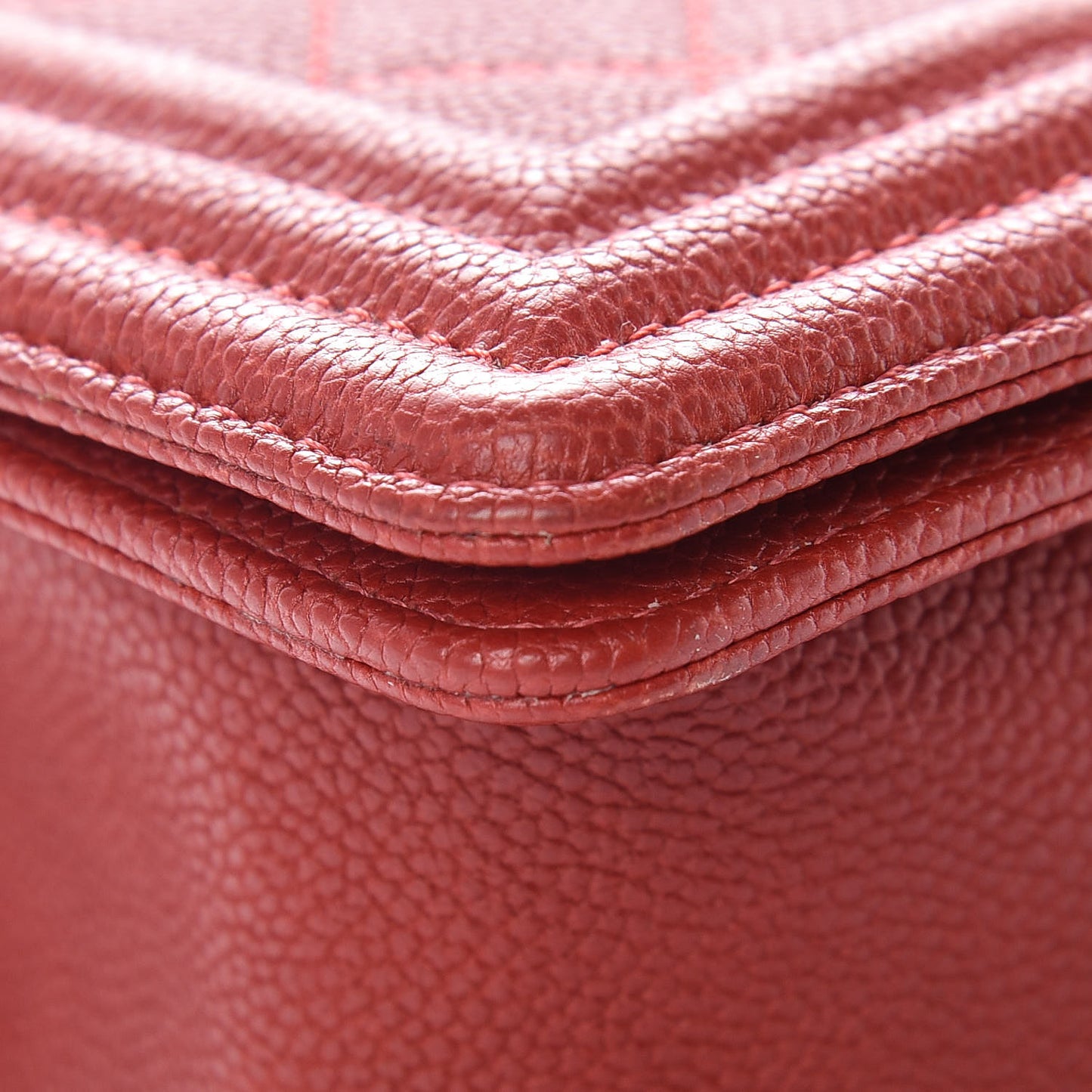 Caviar Quilted Small Boy Flap Dark Red