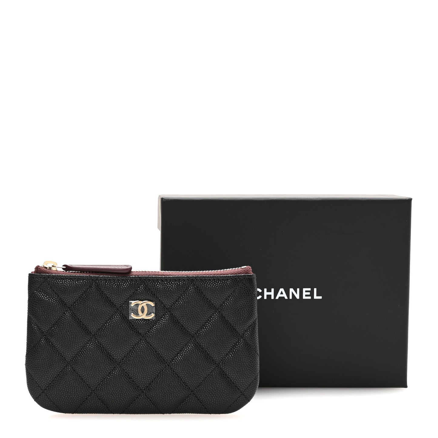 Caviar Quilted Small Cosmetic Case Black