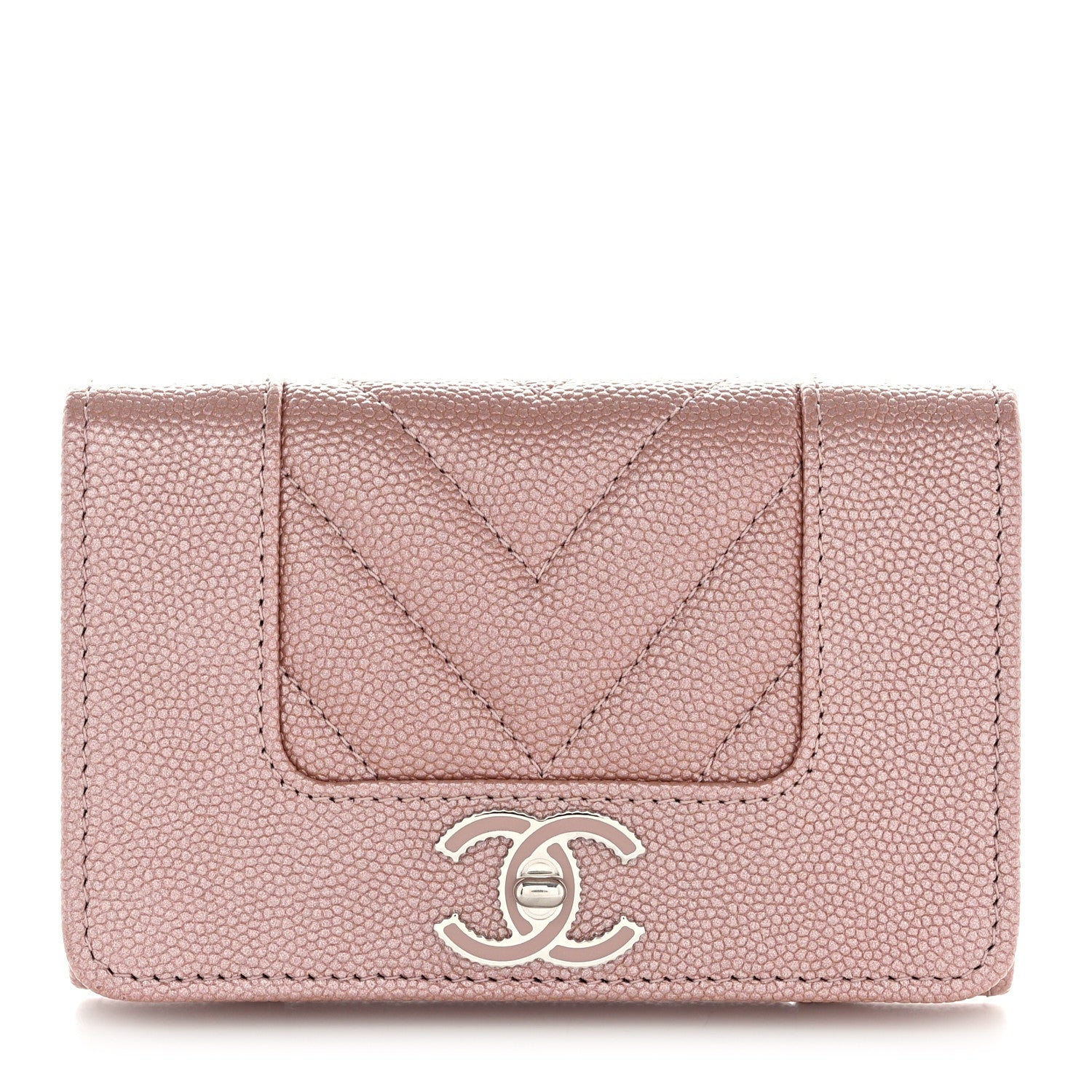 Chanel Caviar Chevron Quilted Flap Card Holder Pink Pink 1 of 11