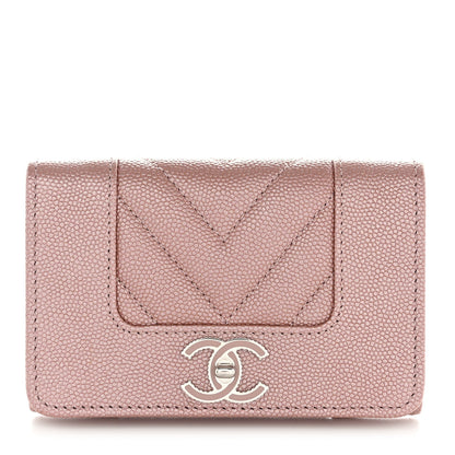 Chanel Caviar Chevron Quilted Flap Card Holder Pink Pink 1 of 11