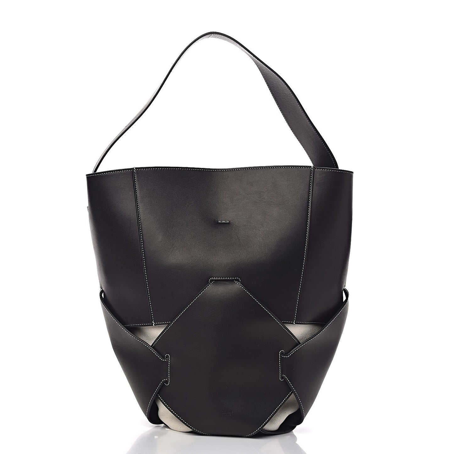 Natural Calfskin Large Holdall Shoulder Bag Black