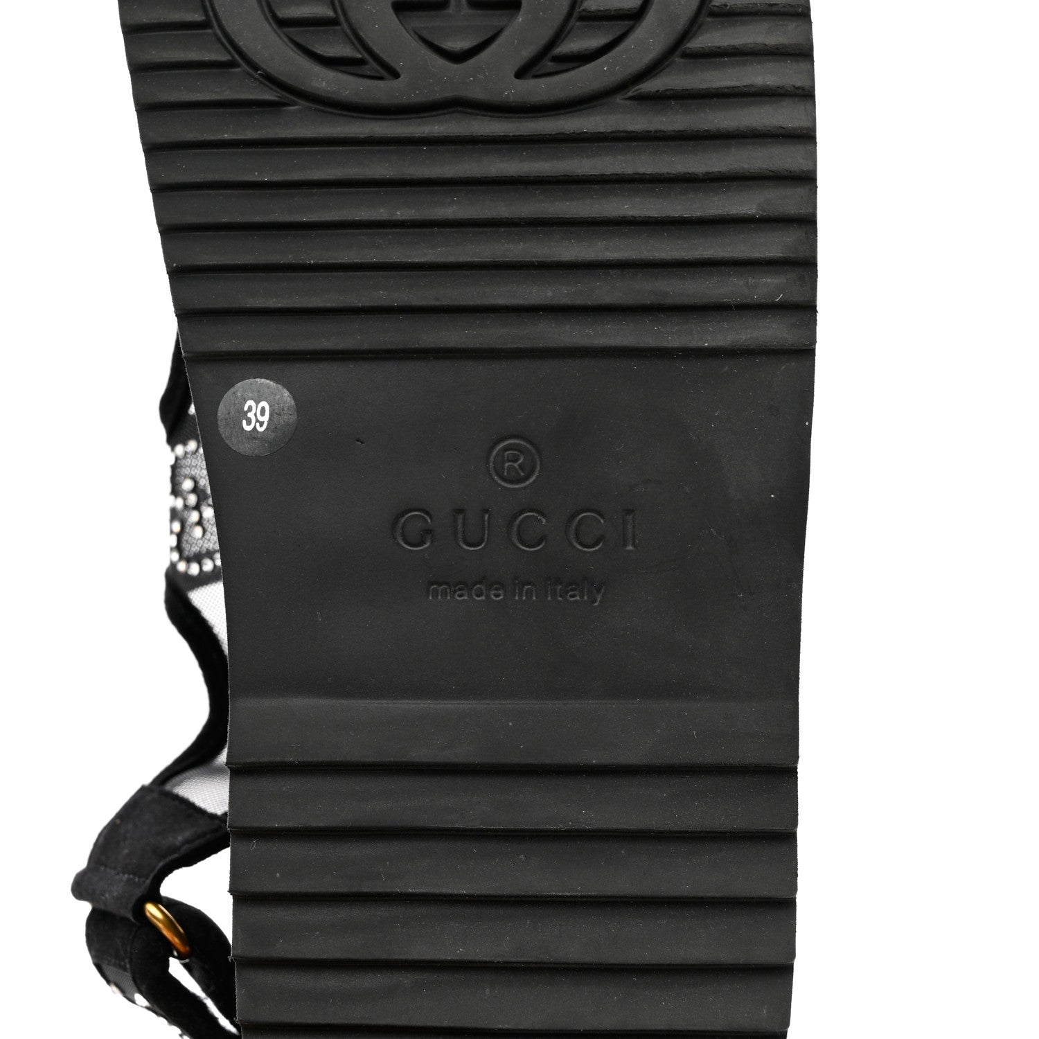 Gucci Tela Retino Kid Scamosciato Crystal GG Monogram Womens Dad Sandals 39 Black 6 of 6