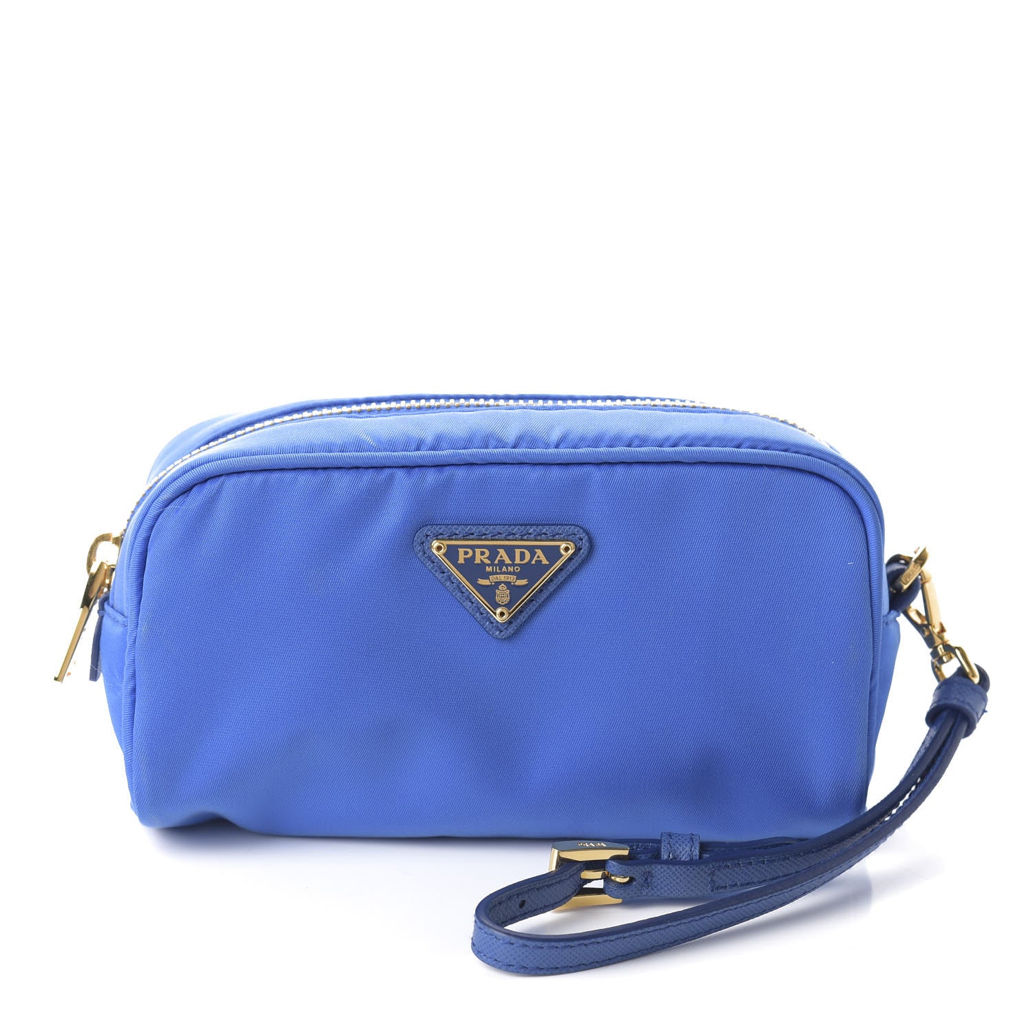 Prada Tessuto Nylon Saffiano Wristlet Azzurro 1 of 10