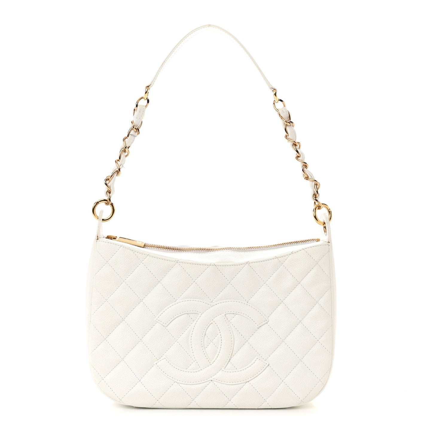 Caviar Quilted Hobo White