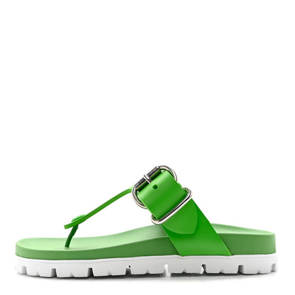 Prada EVA Rubber Buckled Lug Sole 20mm Thong Sandals 37 Mela 1 of 8