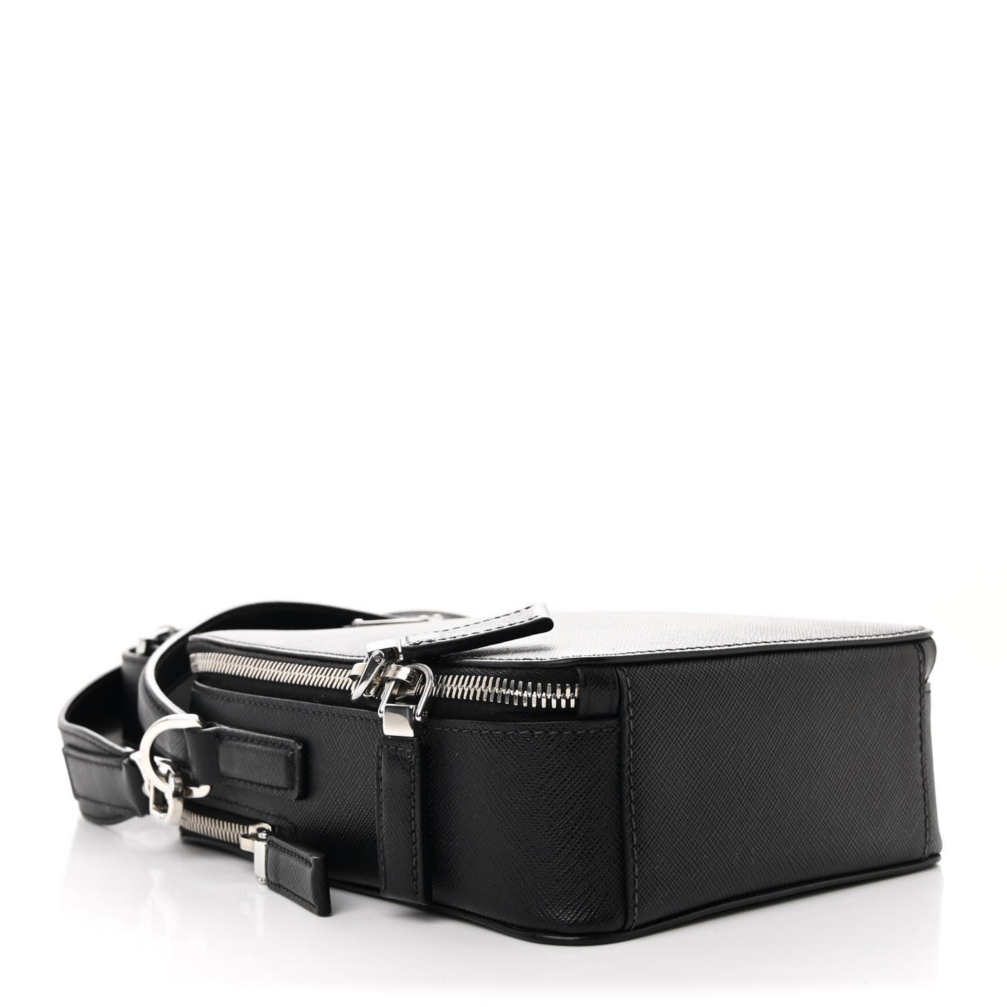 Saffiano Travel Medium Brique Crossbody Messenger Bag Black