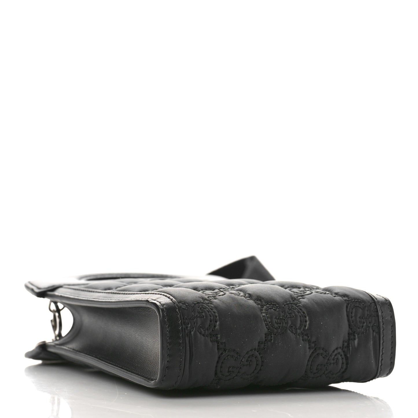 Nylon Calfskin Enamel GG Matelasse Mini Top Slip Handle Crossbody Bag Black