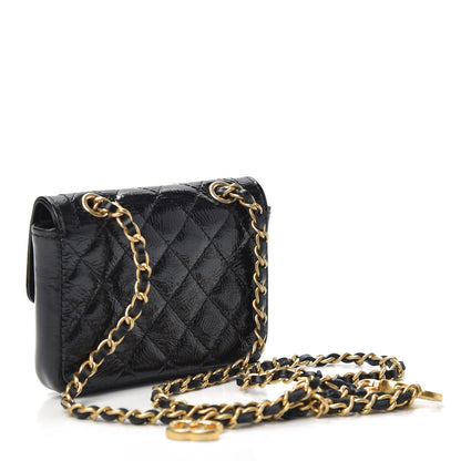 Chanel Shiny Aged Calfskin Quilted Waist Belt Bag Black 3 of 9