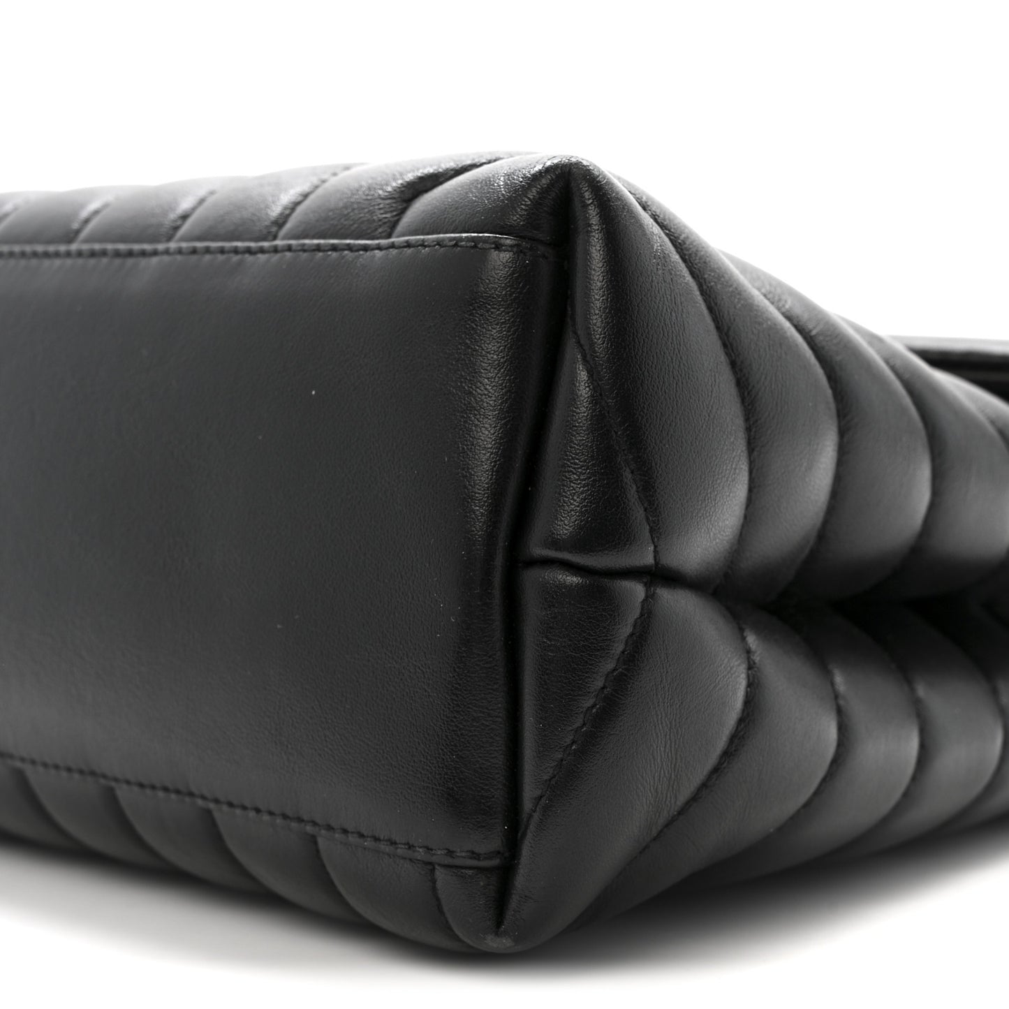 Calfskin Y Quilted Monogram Medium Loulou Chain Satchel Black