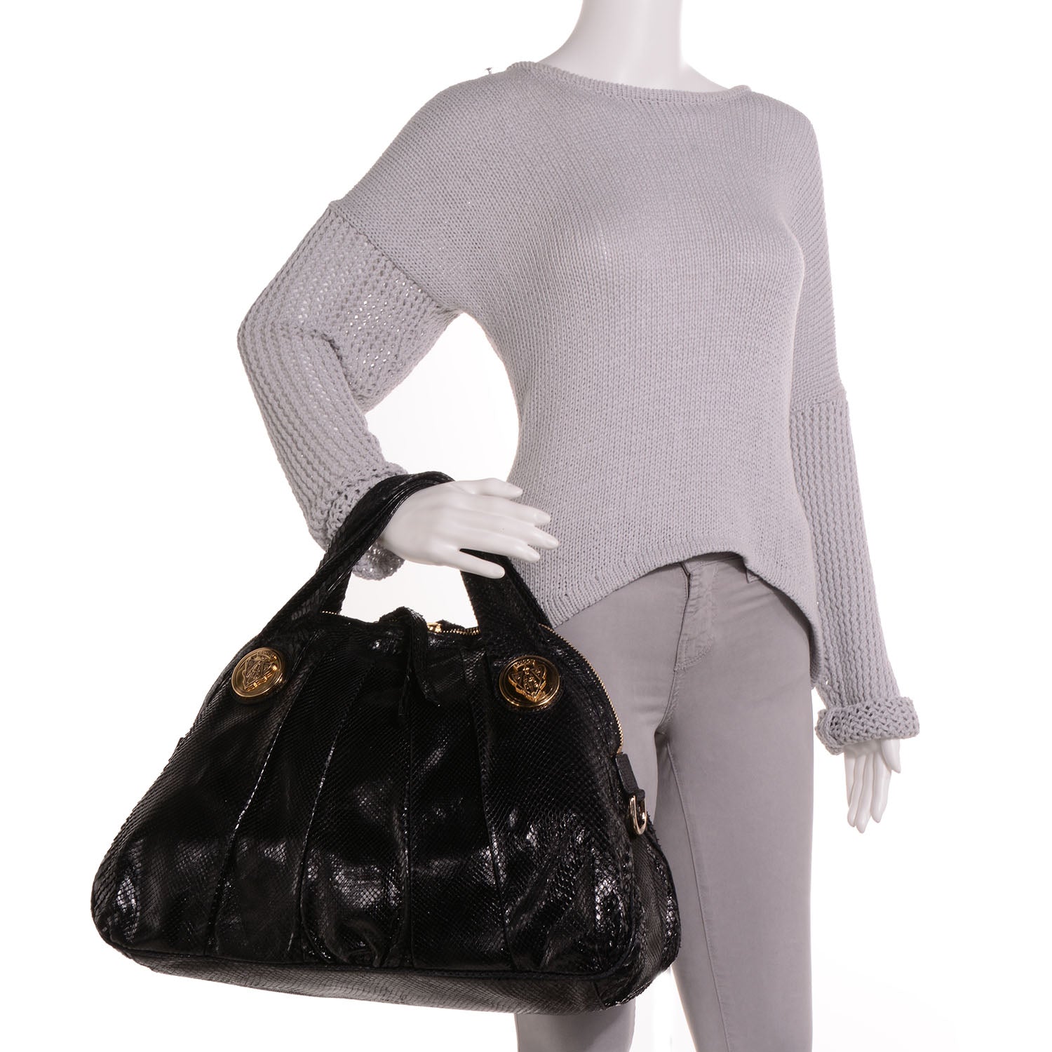 Gucci Python Medium Hysteria Tote Black 2 of 7