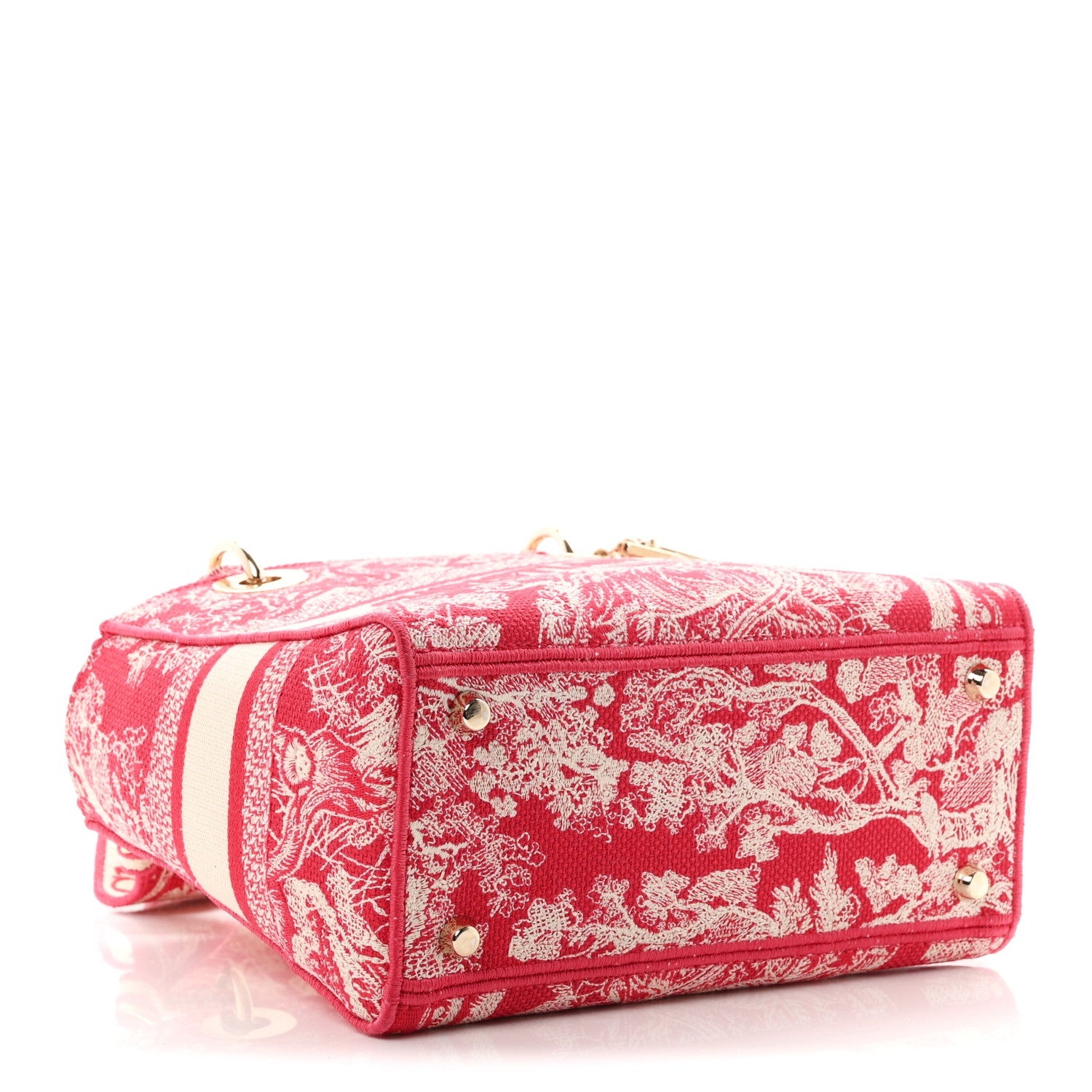 Christian Dior Canvas Toile De Jouy Reverse Embroidered Medium Lady D-Lite Red 4 of 11