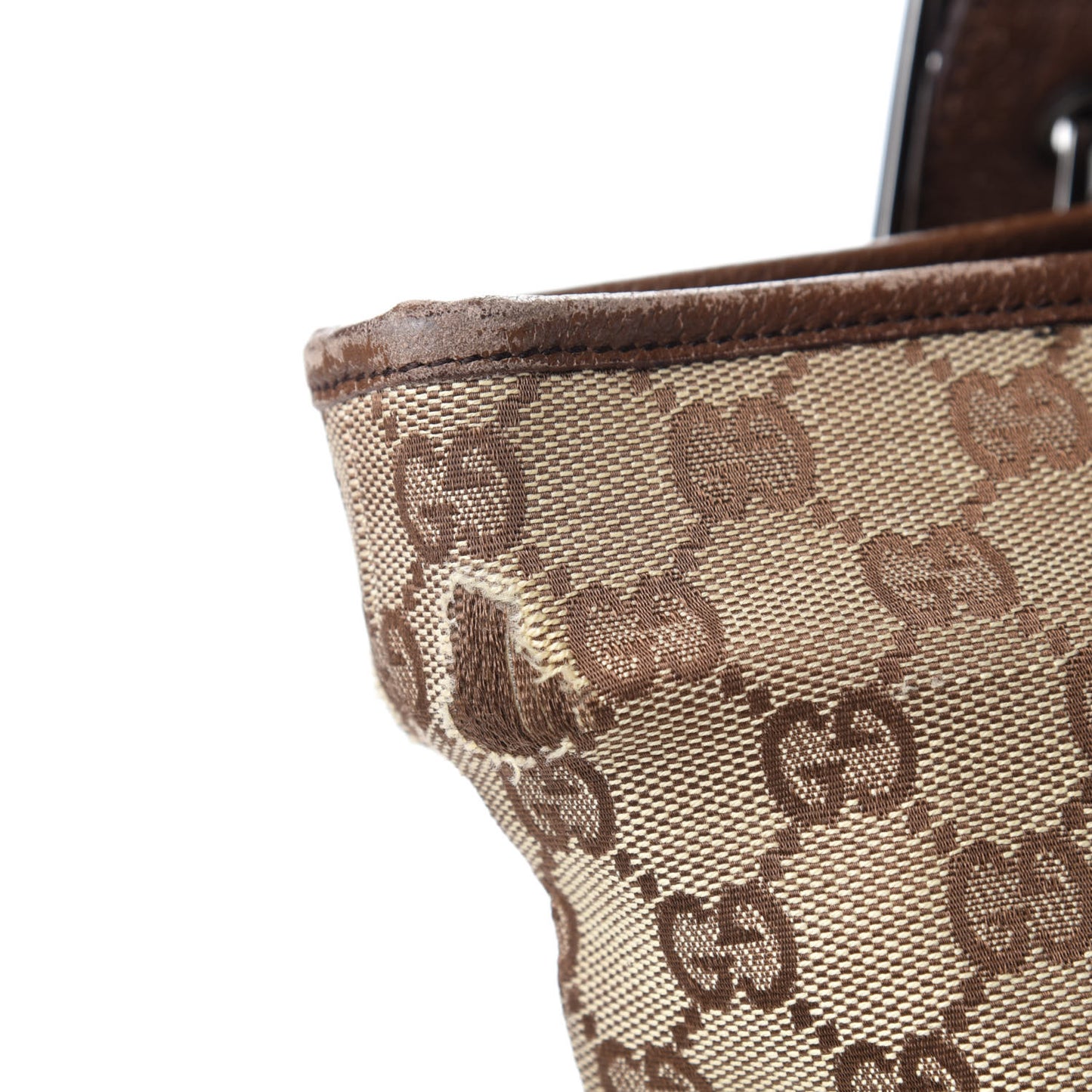 GG Monogram Medium Web Handle Vertical Tote Bag Dark Brown