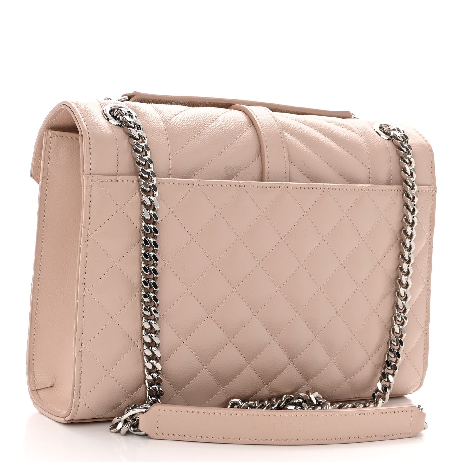 Saint Laurent Grain De Poudre Textured Mixed Matelasse Medium Triquilt Monogram Satchel Dark Beige 3 of 8