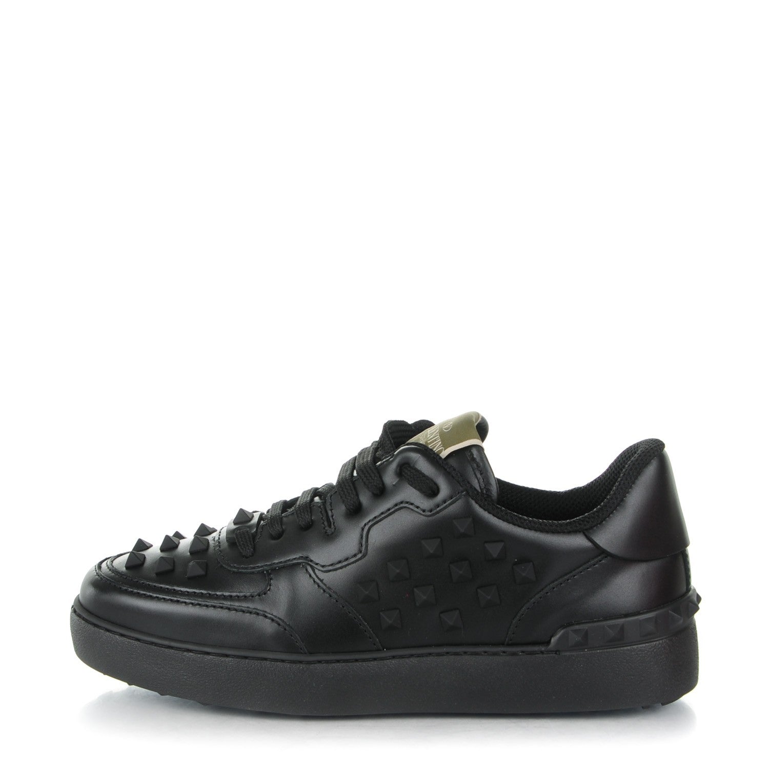 Valentino Garavani Calfskin Rockstud Sneakers 37 Black 1 of 7
