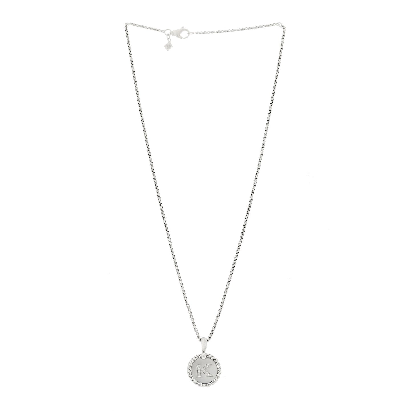 Sterling Silver Diamond Initial K Charm Necklace