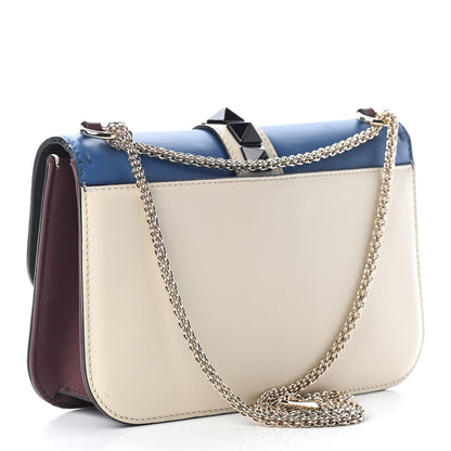 Valentino Garavani Vitello Tri-Color Medium Glam Lock Rockstud Flap Blue White Burgundy 2 of 8