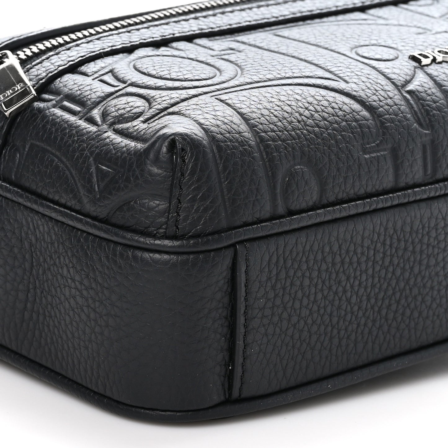 Grained Calfskin Embossed Dior Gravity Rider Zipped 2.0 Messenger Black