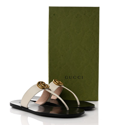 Gucci Calfskin GG Marmont Thong Sandals 38 Mystic White 10 of 10