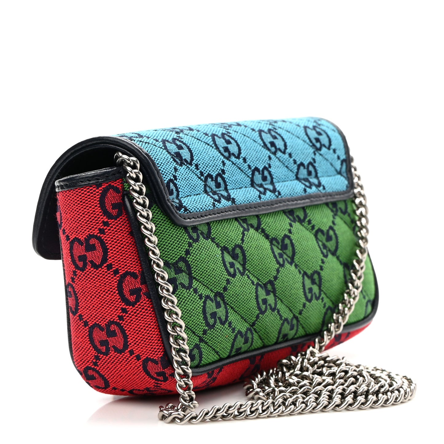 Monogram Multicolor Matelasse Diagonal Super Mini GG Marmont Shoulder Bag Light Blue Pink Blue Green Red