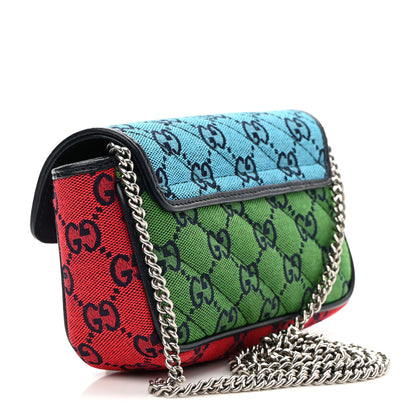 Gucci Monogram Multicolor Matelasse Diagonal Super Mini GG Marmont Shoulder Bag Light Blue Pink Blue Green Red 2 of 8