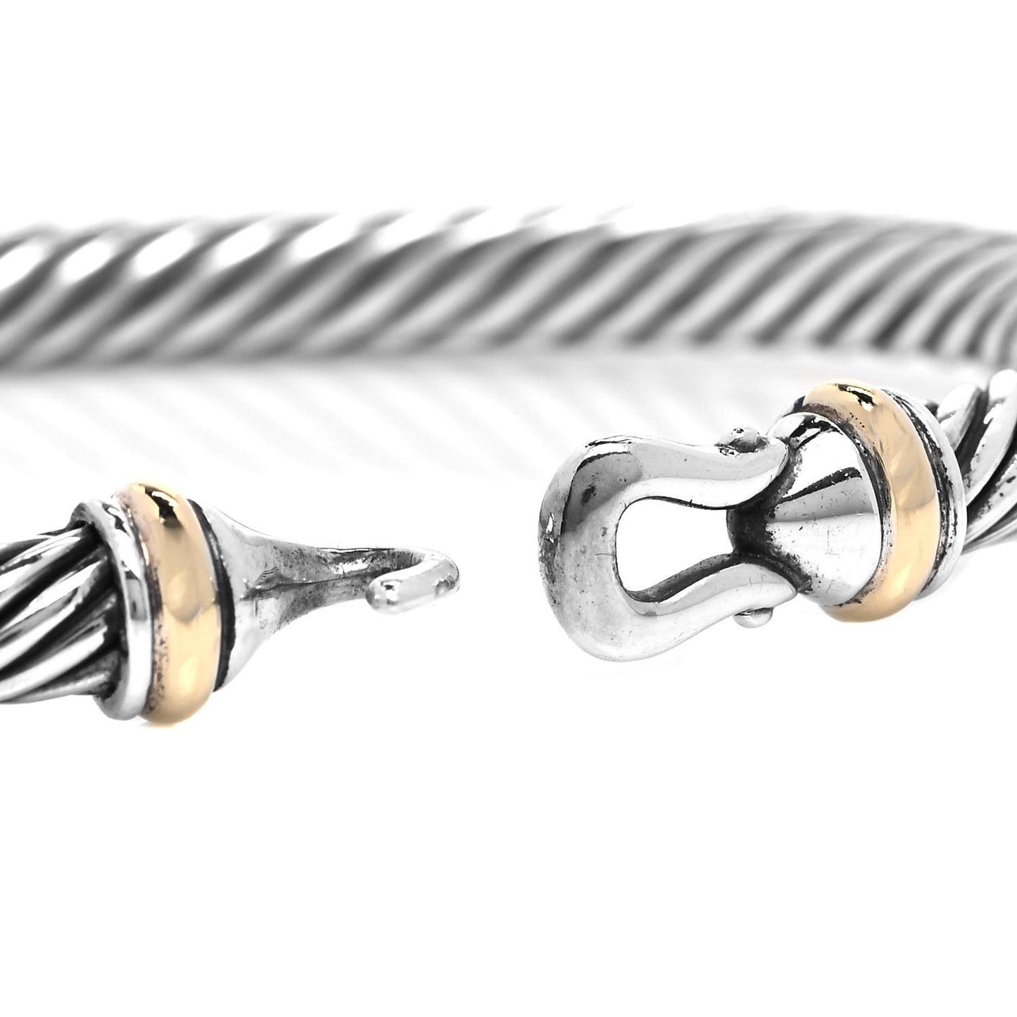Sterling Silver 18K Yellow Gold 5mm Cable Classic Buckle Bracelet