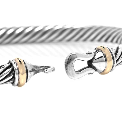David Yurman Sterling Silver 18K Yellow Gold 5mm Cable Classic Buckle Bracelet 4 of 5