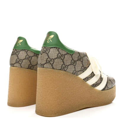 Gucci X ADIDAS GG Supreme Monogram Gazelle Wedge Sneakers 36.5 Beige Ebony Off White New Shamarock 5 of 9