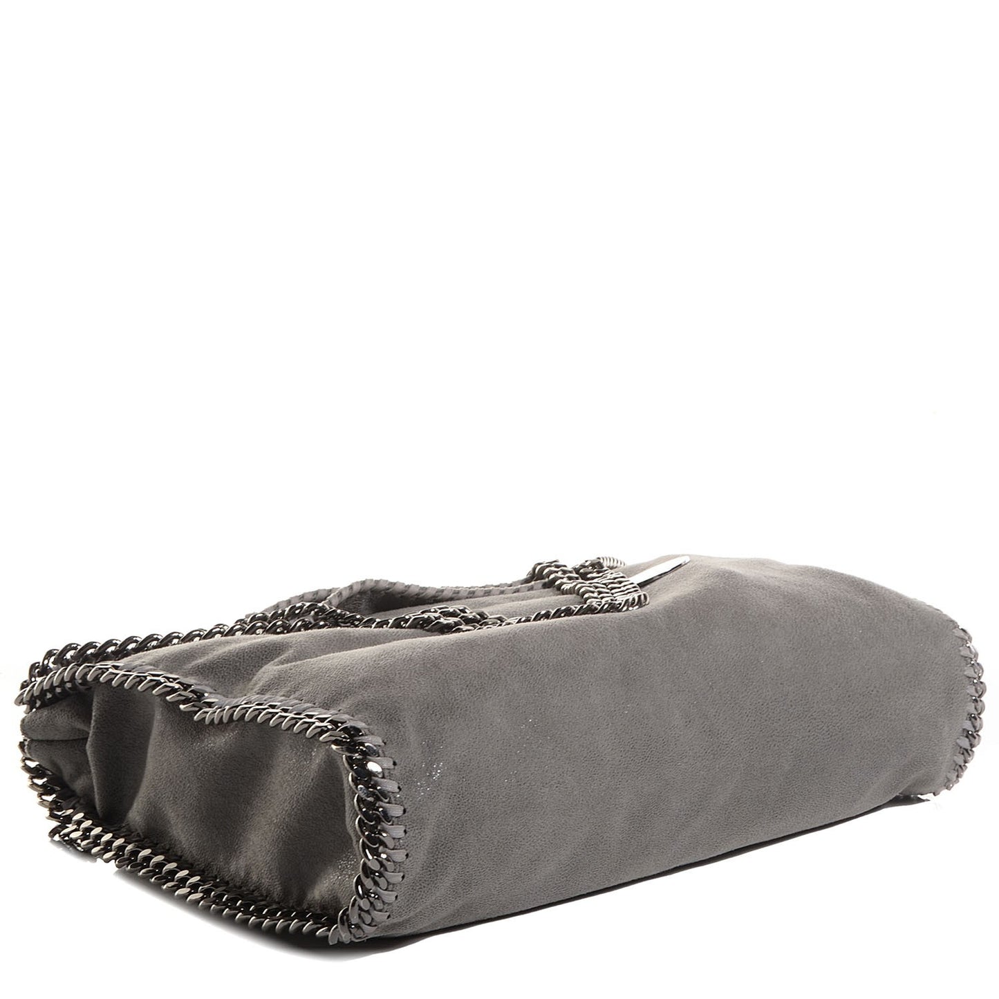 Faux Leather Shaggy Deer Falabella Fold Over Tote Grey