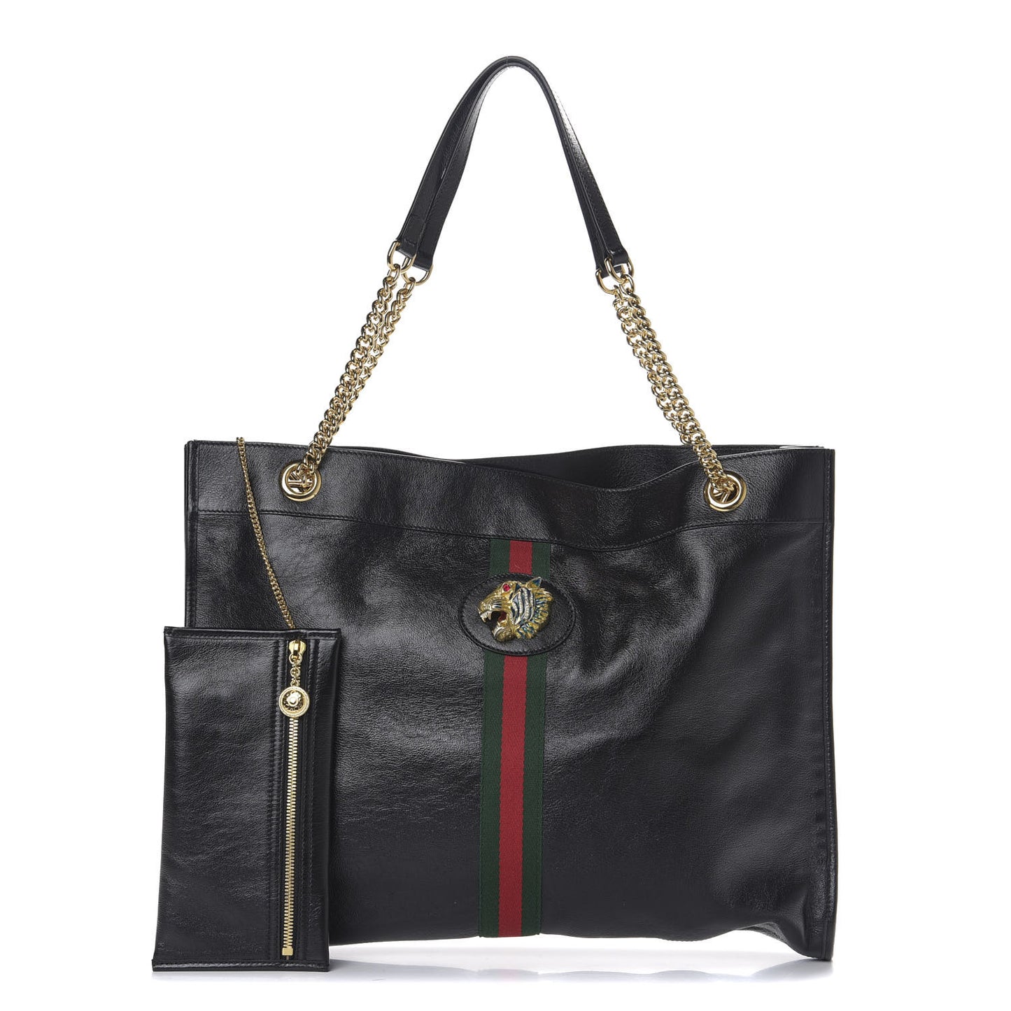 Calfskin Large Rajah Chain Tote Black