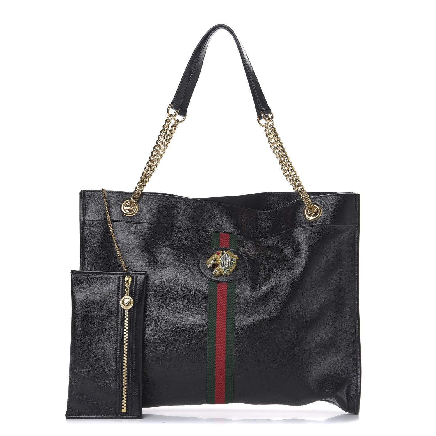 Gucci Calfskin Large Rajah Chain Tote Black 1 of 9