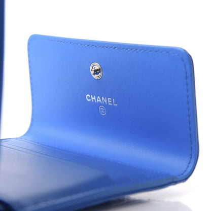 Chanel Patent Quilted Compact Boy Wallet Blue 8 of 10