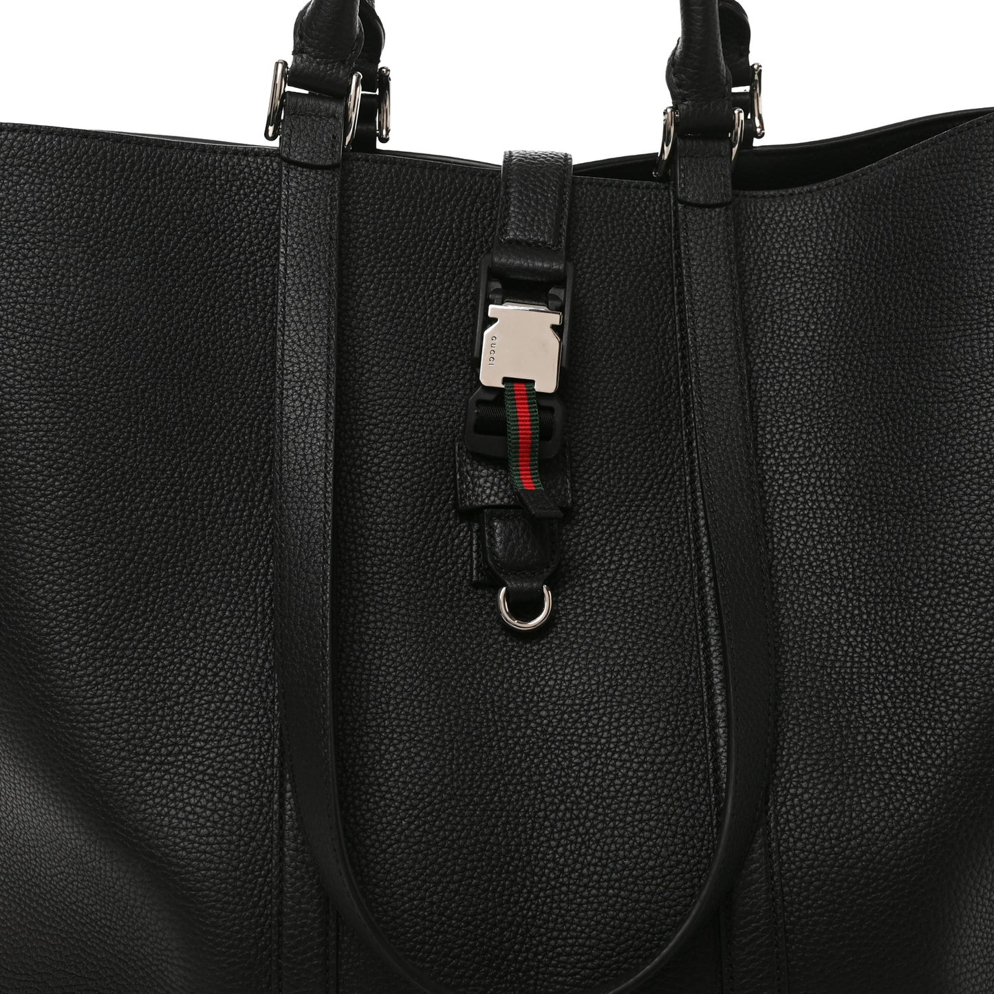 Calfskin Web Maxi Tote Black