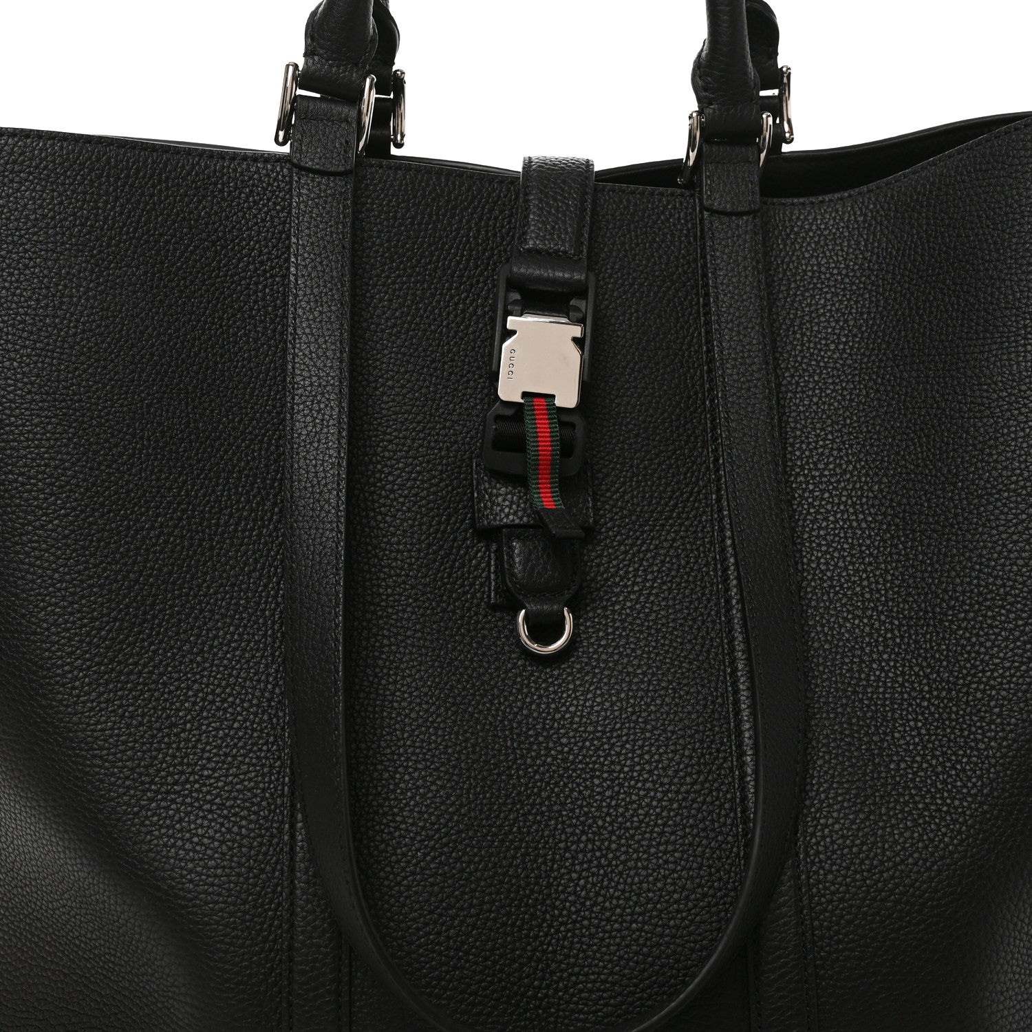 Gucci Calfskin Web Maxi Tote Black 7 of 9
