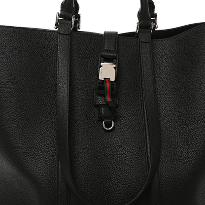 Gucci Calfskin Web Maxi Tote Black 7 of 9