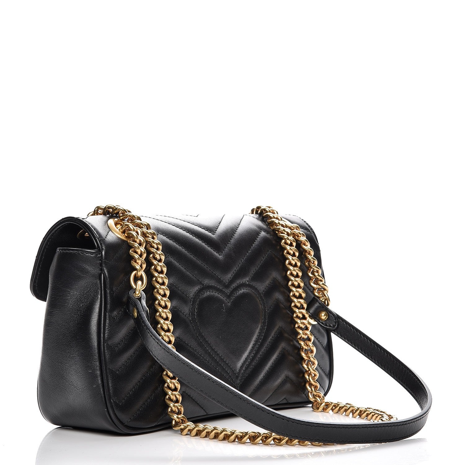 Gucci Calfskin Matelasse Small GG Marmont Shoulder Bag Black 3 of 11