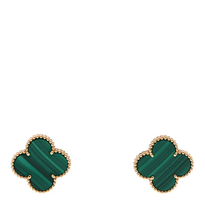 Van Cleef & Arpels 18K Yellow Gold Malachite Magic Alhambra Earrings 1 of 5