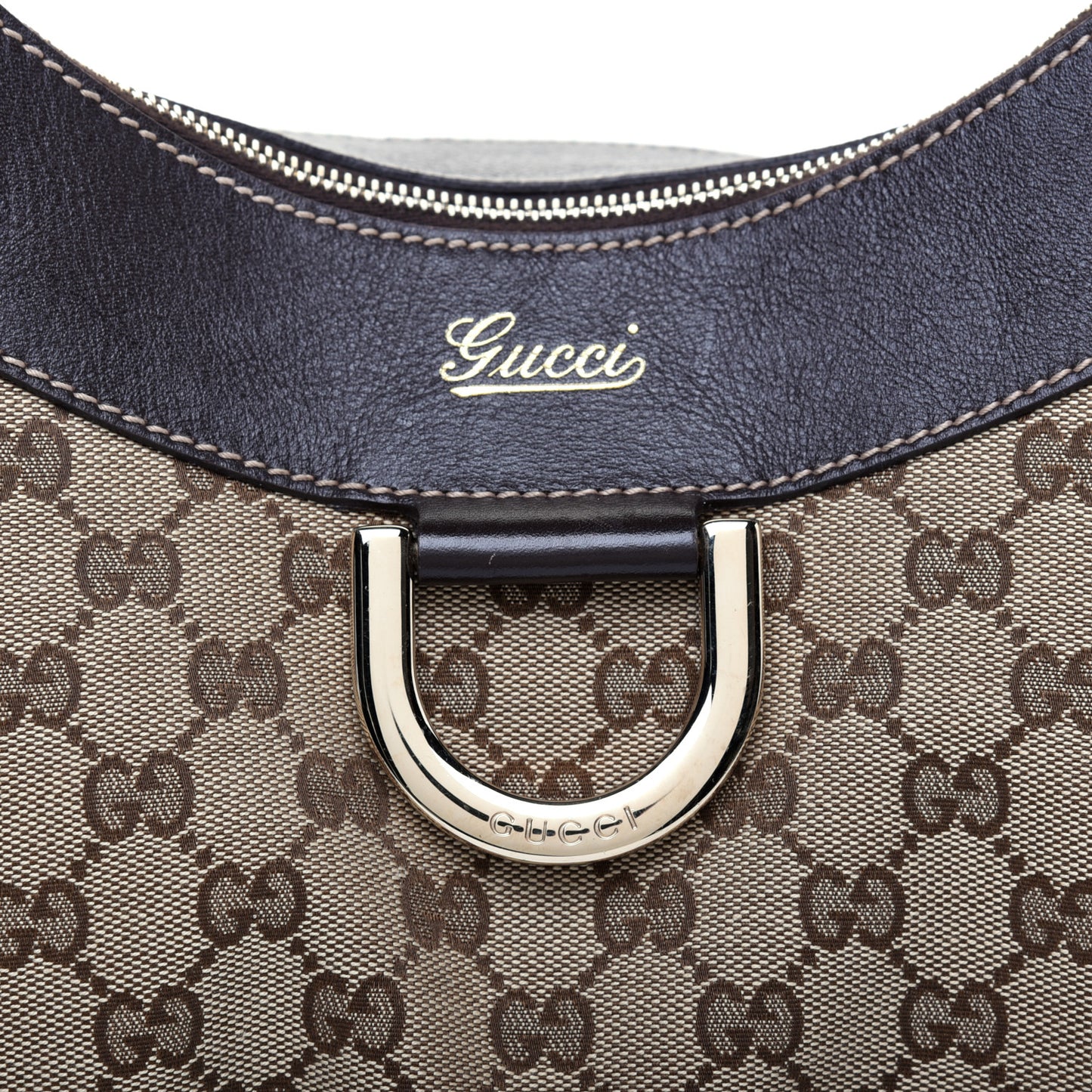 Monogram Large D Gold Hobo Dark Brown