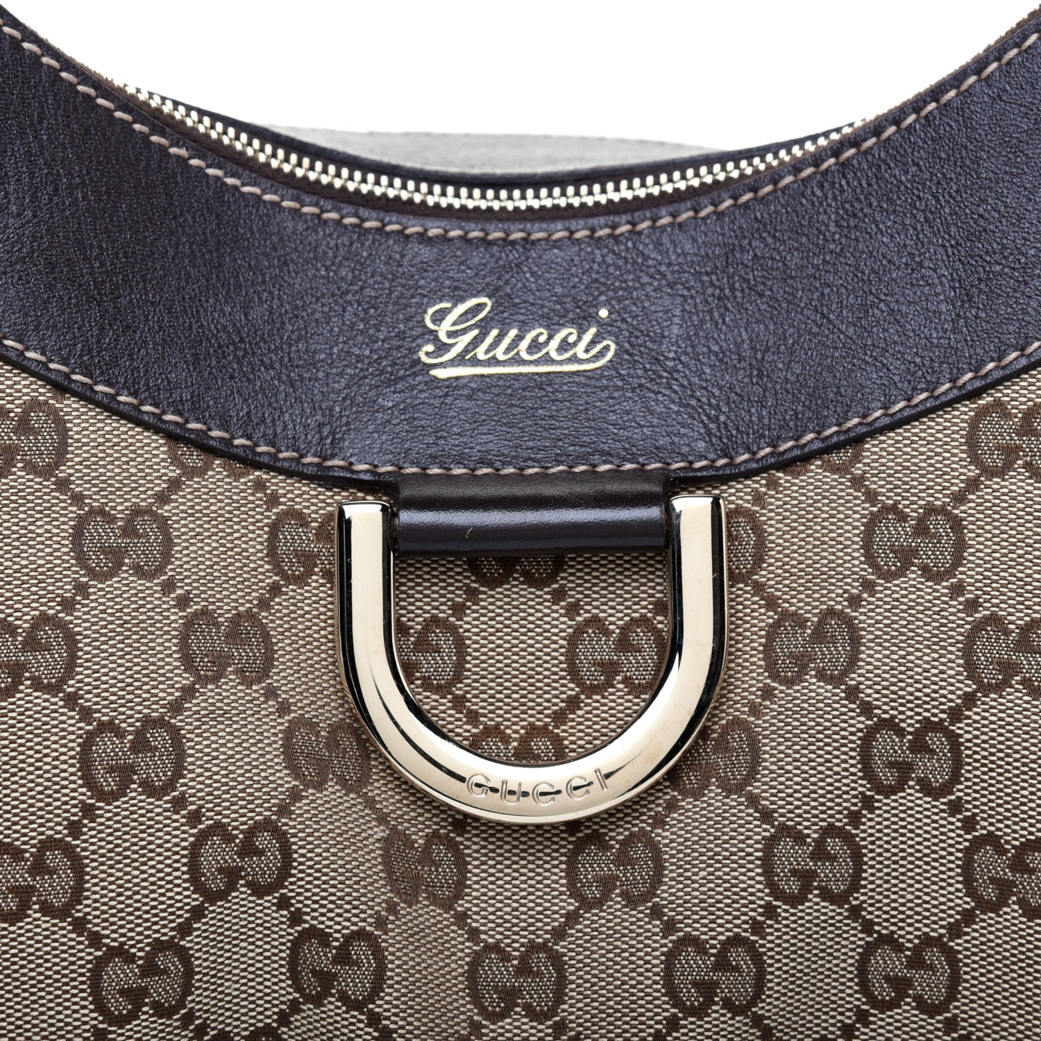 Gucci Monogram Large D Gold Hobo Dark Brown 10 of 12
